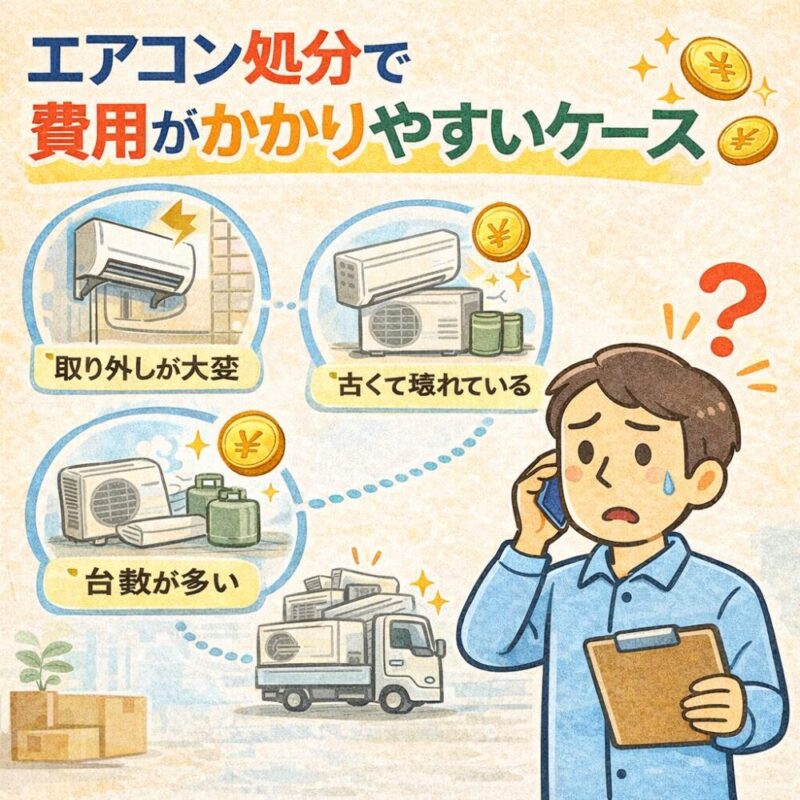 引っ越し時のエアコン処分で費用がかかりやすいケース